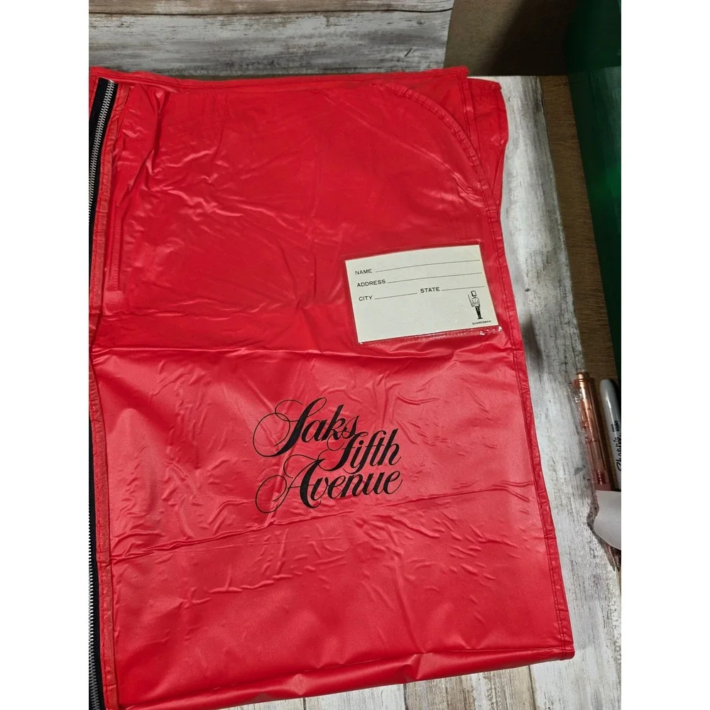 3 Saks Fifth Avenue Red Garment Bags Logo Zippered Travel Storage Bags 23x72